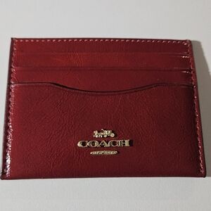 Coach Slim ID Card Case In Dark Cardinal Red Crinkle Leather - Sold Out Online